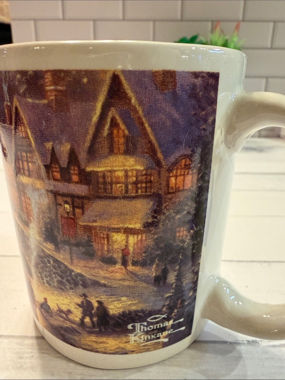 Thomas Kinkade Winter Cottage Ceramic Mug - Cream